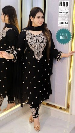 Embroidery dress (Free size stitched)🖤🥀