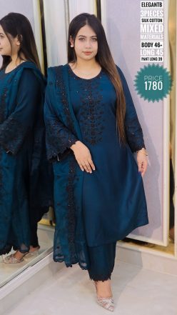 Embroidery dress (free size stitched)🖤🥀