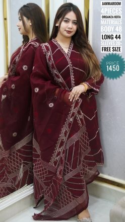 Jamdani  pattern dress (semi- stitched)