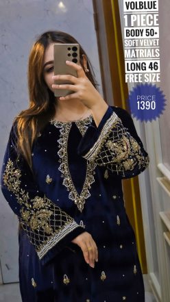 Velvet dress (semi- stitched)