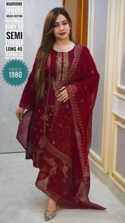 Alternative view of Embroidery dress ( semi-stitched)🖤🥀