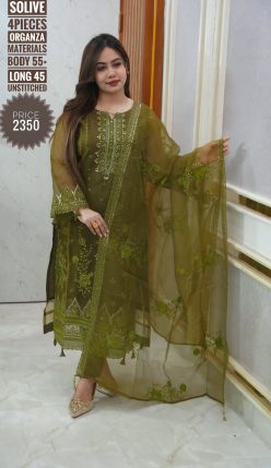 Alternative view of Embroidery dress ( unstitched)🖤🥀