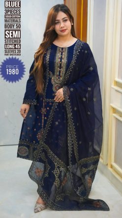 Embroidery dress ( semi-stitched)🖤🥀