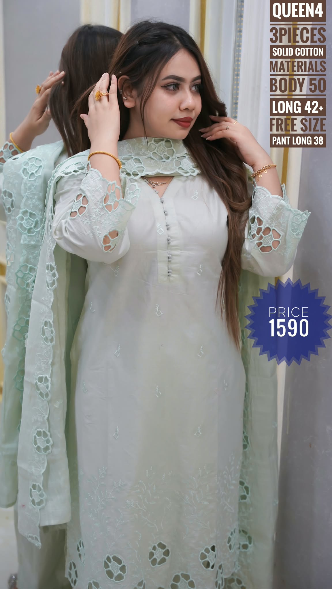 embroidery dress ( semi-stitched)🖤🥀 - Image 2