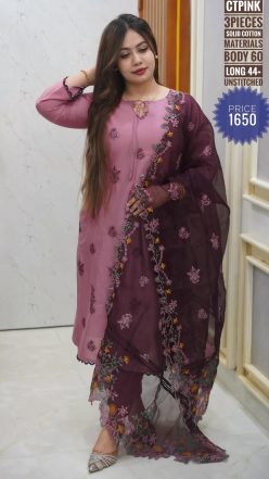 Alternative view of Embroidery dress (unstitched)🖤🥀