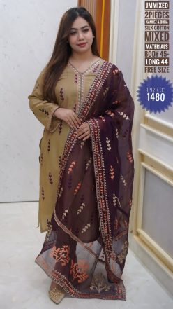 embroidery dress ( semi-stitched)