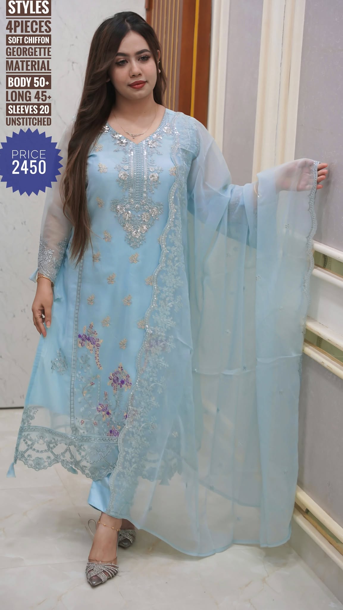 embroidery dress ( unstitched) - Image 2