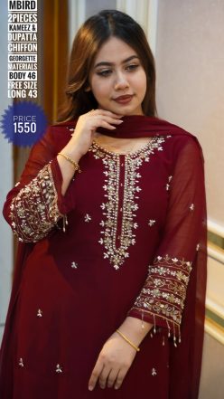 Alternative view of Karchupi dress (semi - stitched)