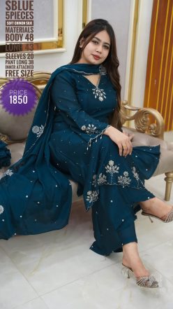 Alternative view of Karchupi dress (semi-stitched)