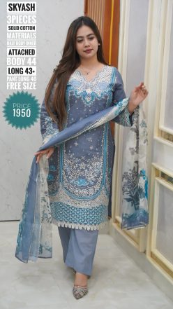 Embroidery  dress (Free size stitched)