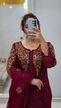 Alternative view of Karchupi dress (semi- stitched)