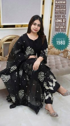 Embroidery  dress (Free size  stitched)