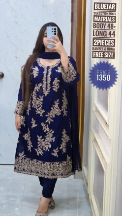 Embroidery  dress (Free size  stitched)