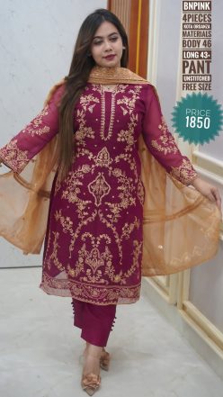 Alternative view of Embroidery  dress (semi- stitched)