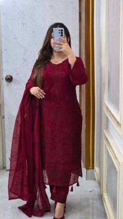 Alternative view of Embroidary dress (Unstitched)