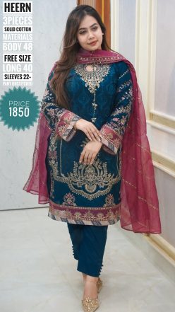 Alternative view of Embroidary dress (semi- stitched)