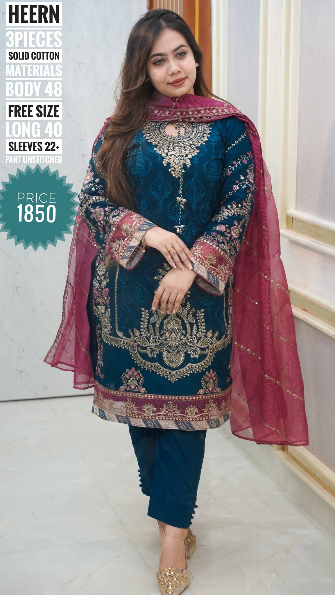 Embroidary dress (semi- stitched) - Image 2