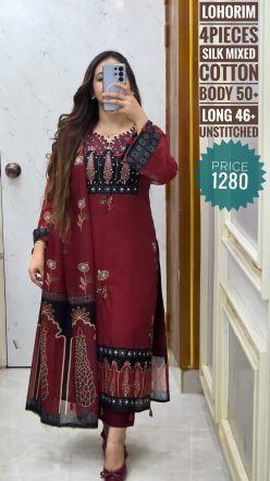 Alternative view of karchupi dress (unstitched)
