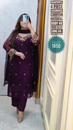 Alternative view of Embroidary dress (semi- stitched)