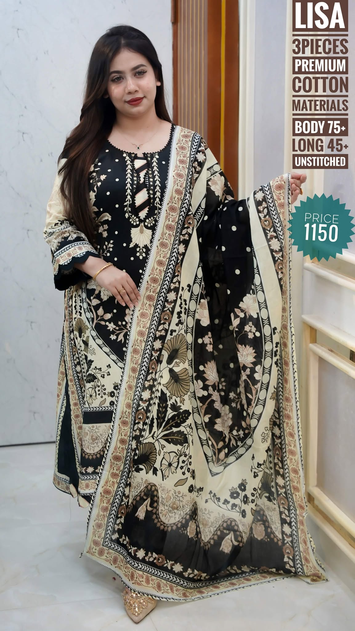 Digital coco print dress ( unstitched)