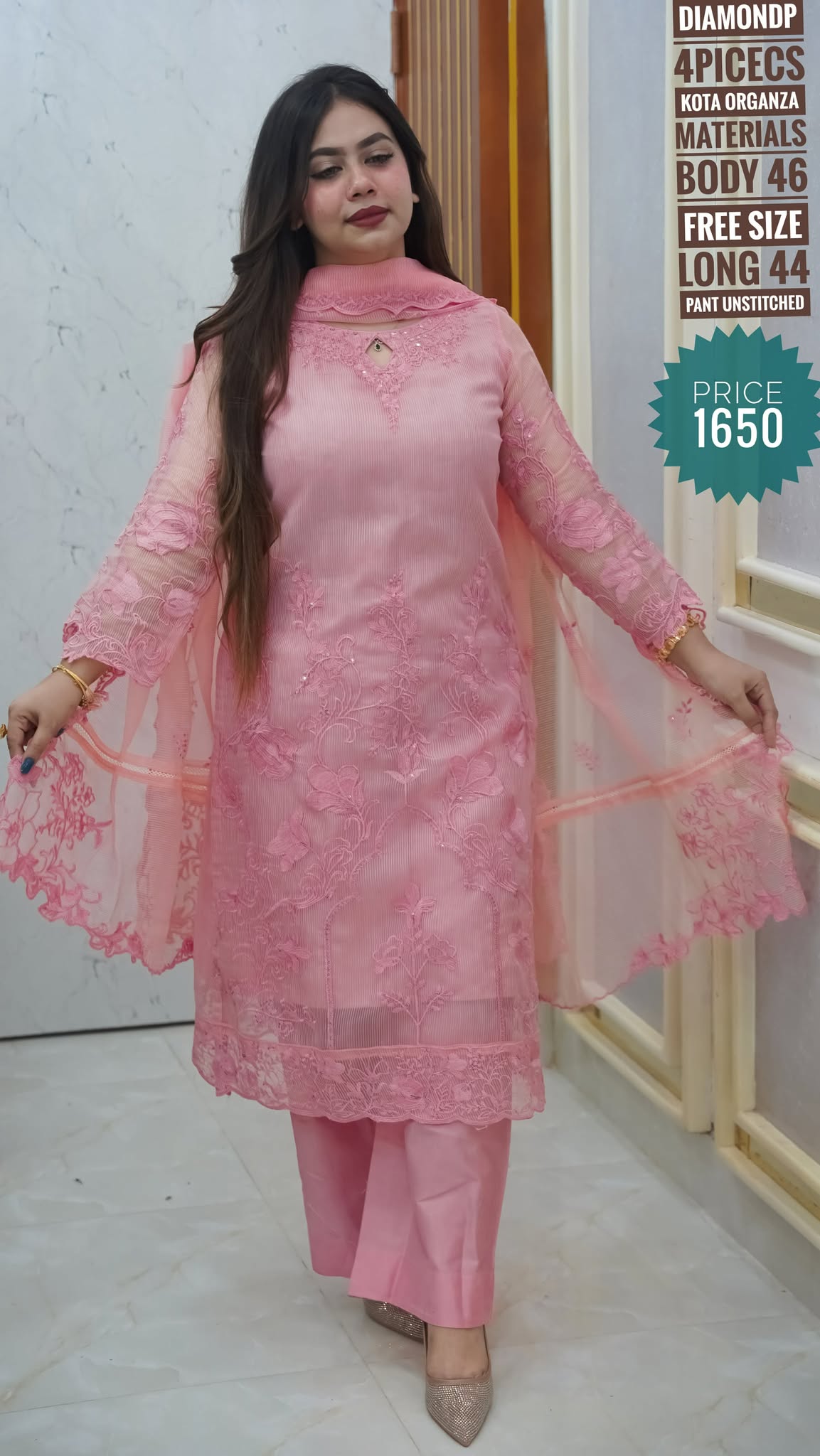 Embroidary dress ( semi- stitched)