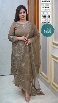 Alternative view of Embroidary dress ( semi- stitched)