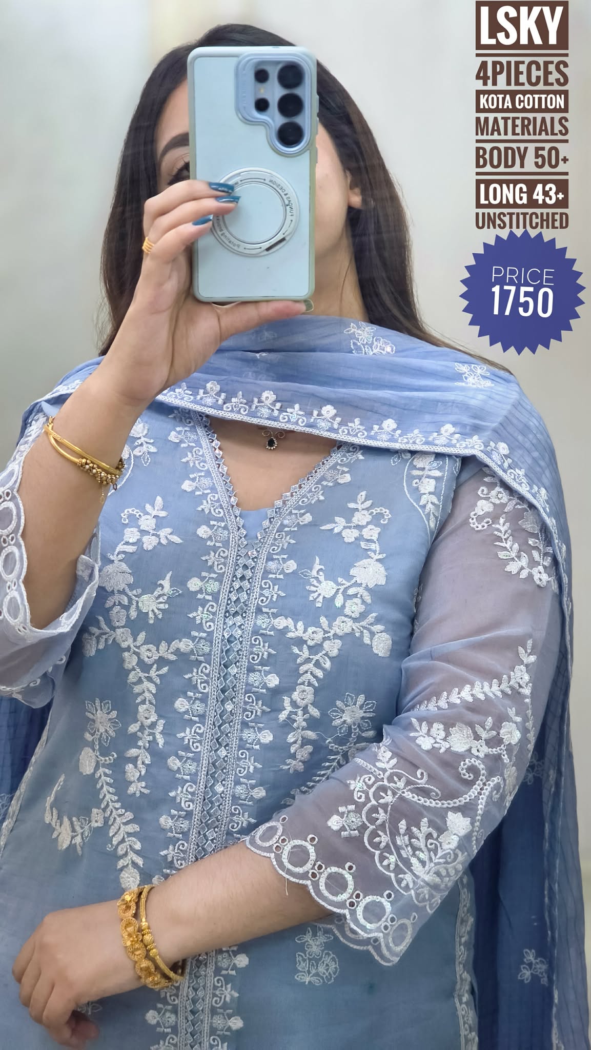 Embroidary dress ( semi- stitched)