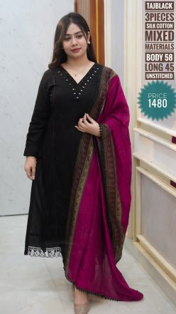 Alternative view of EMBROIDERY DRESS (SEMI-STITCHED)