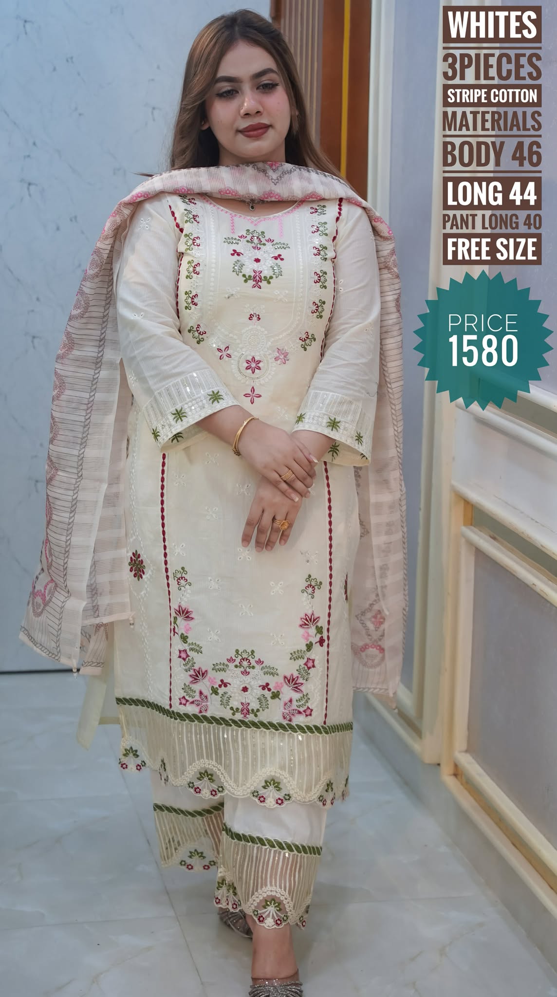 EMBROIDERY DRESS ( FREE SIZE STITCHED)